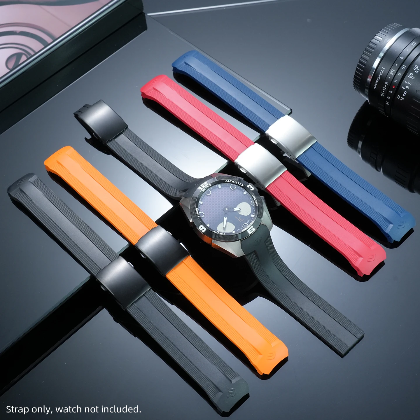 Men 22mm Curved End Rubber Strap Fit Tissot T‑Touch Expert Solar T091420A Special Replacement Watch Band T091 Watch Accessories