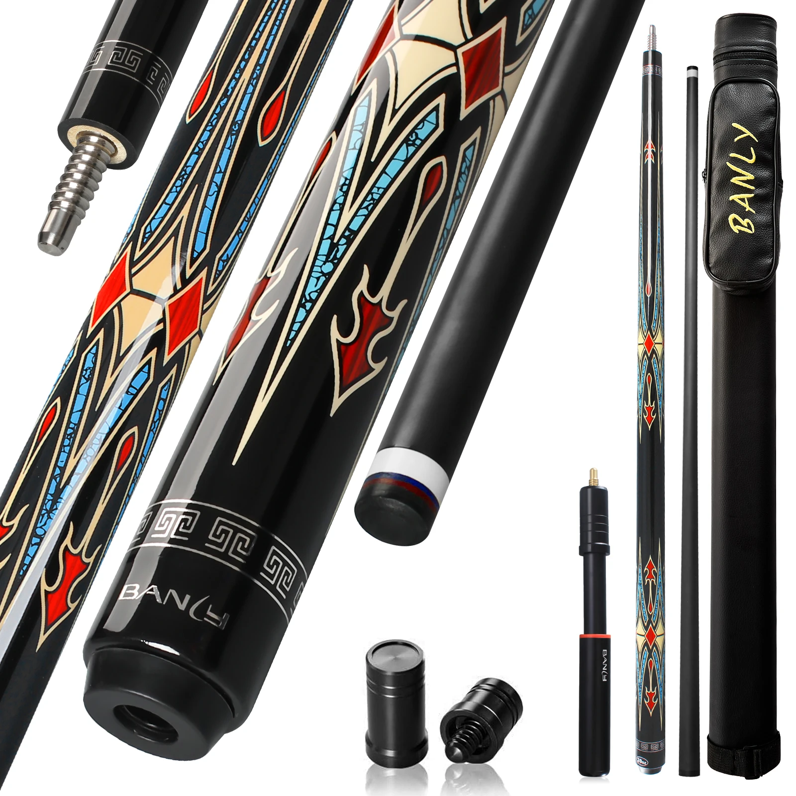 BANLY MK Series 58 Inch Carbon Fiber Pool Cue Stick Set for Adults,12.5mm Tip XTC Ferrule Low Deflection Billiard Cue