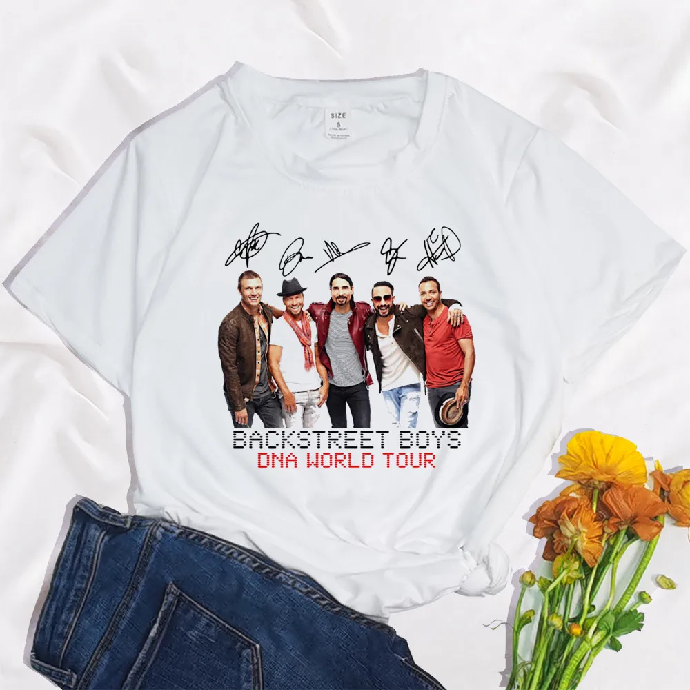 

2024 Funny Backstreet Boys World Fashion Print Mujer Camisetas White Top T Shirts Aesthetics Graphic Short Sleeve t-shirt Women