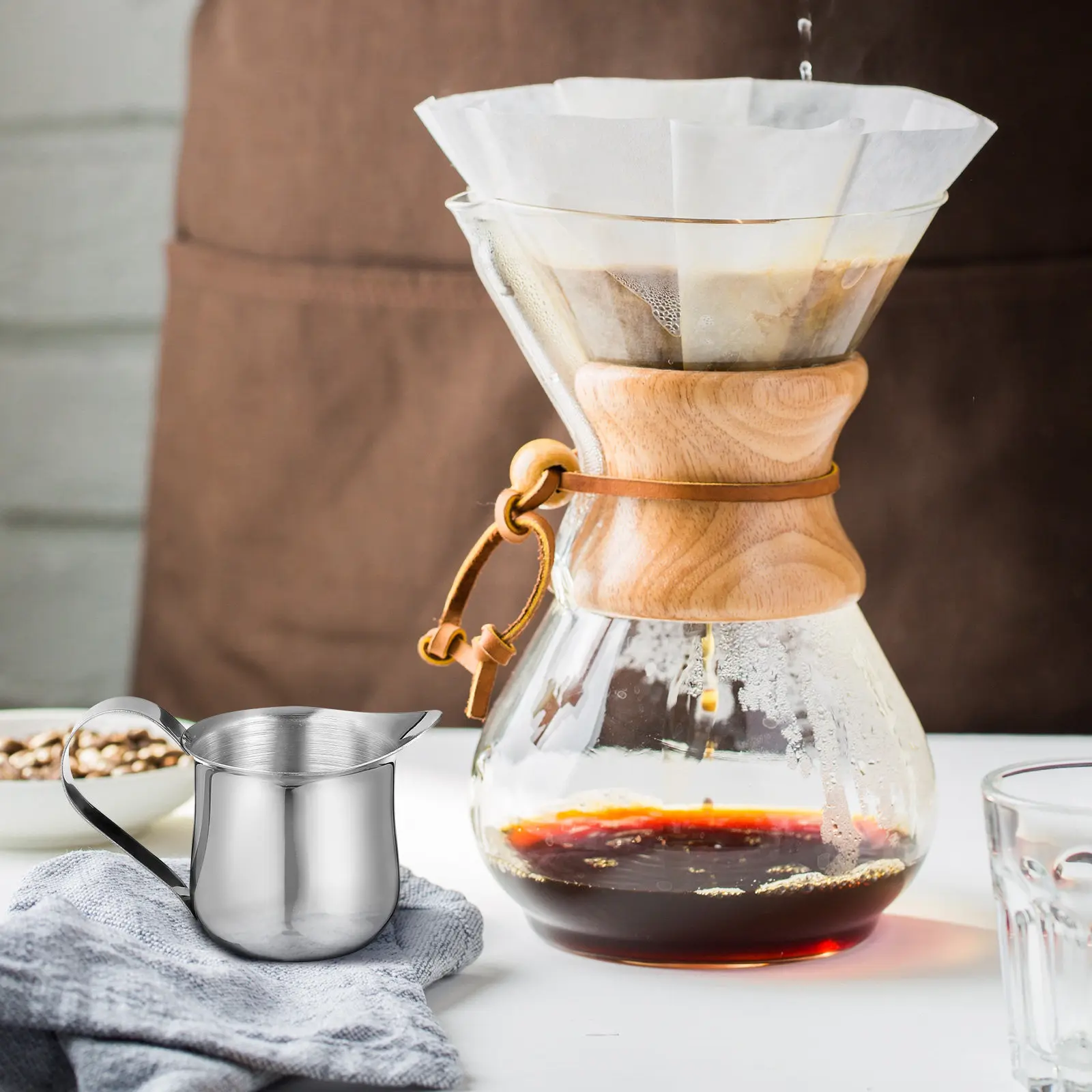 

4Pcs Stainless Steel Milk Pitcher Cream Pitcher Small Coffee Milk Cream Sauce Holder Coffee Measuring Latte Frothing Use