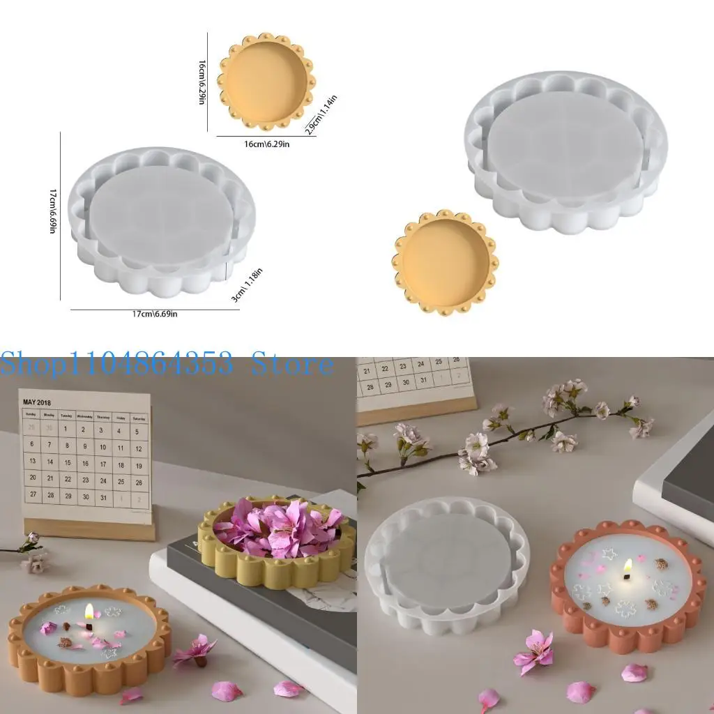 

652F Reusable Silicone Crafting Mold For Unique Resin Storage Tray Making Delicate Lace And Bead Pattern