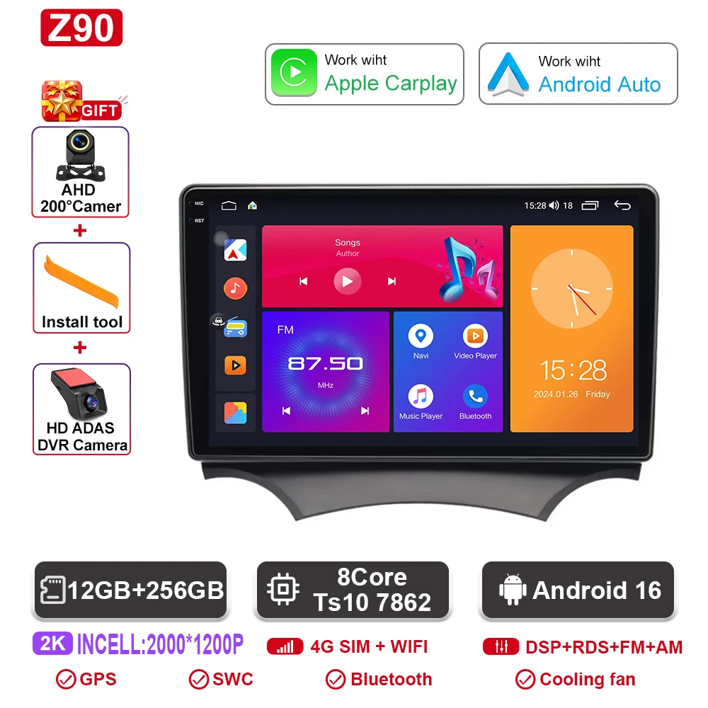 Android autoradio voor Ford Ka K2 2008 2009 2010 2011 - 2014 Carplay Android Auto radio multimediaspeler GPS navigatie DSP SWC