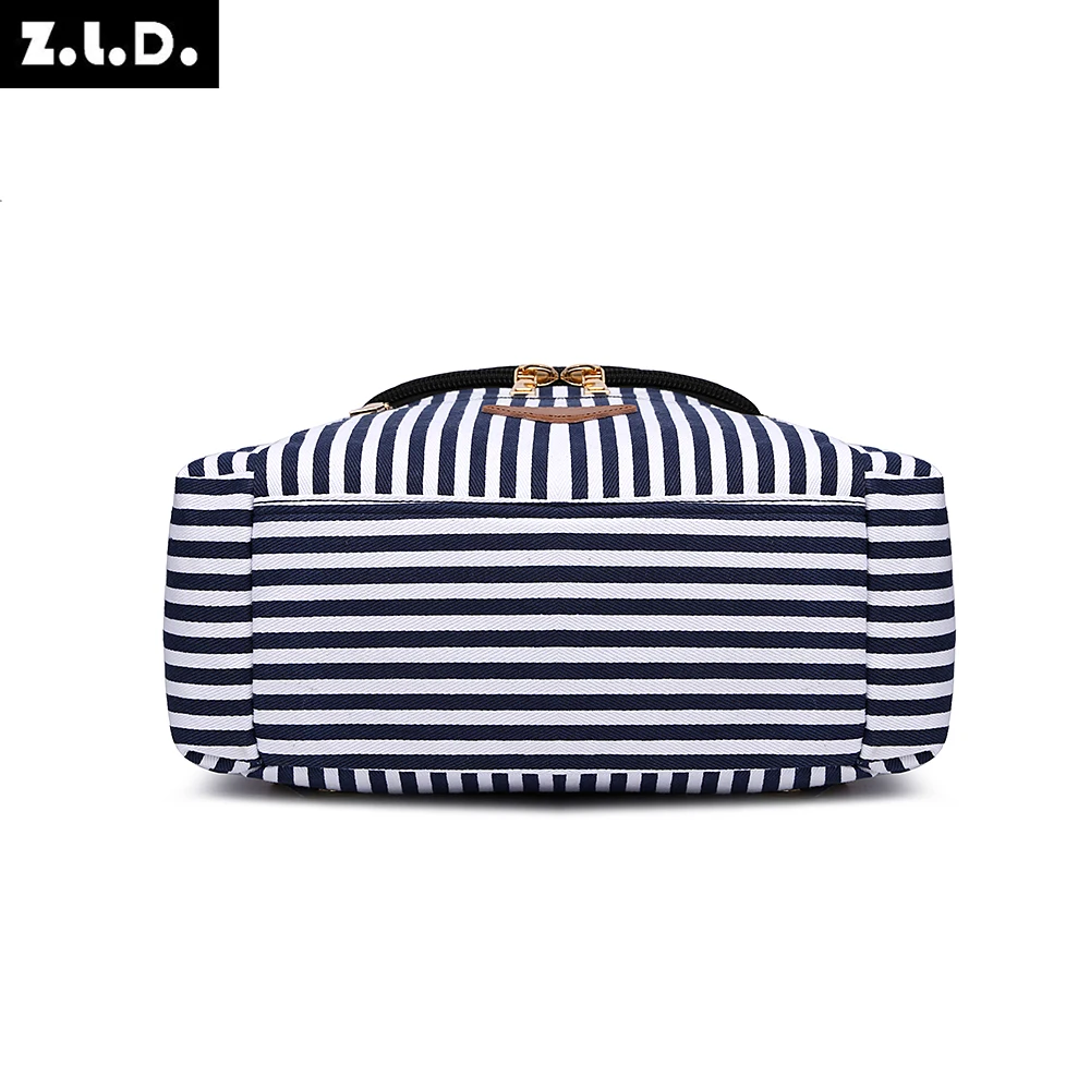 Vintage Canvas Stripe Women Backpack Fashion Travel Bag College Students Girl Schoolbag Daily Life Mommy Bags