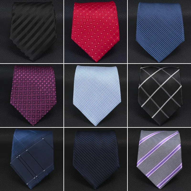 

New Classic Strieped Ties for Men Jacquard 8cm Polyester Tie Wedding Groom Business Neck Tie Suit Shirt Gift Necktie Accessories