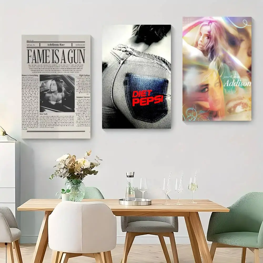 Pop Singer Addison Rae 'Diet Pepsi'   Movie Sticky Posters Whitepaper Sticker DIY Room Bar Cafe Posters Wall Stickers