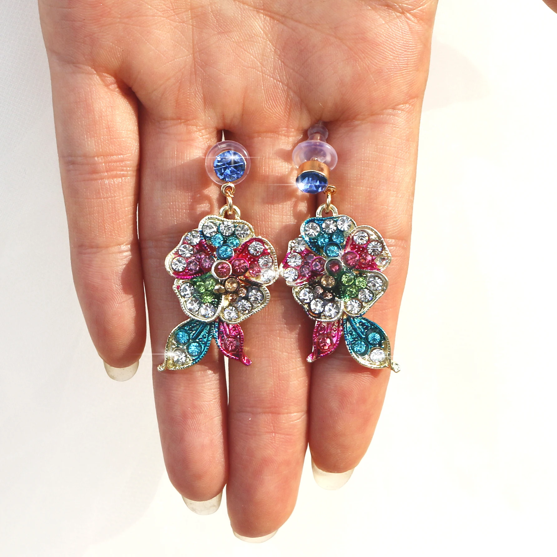 1 Set of Luxurious Flower Rhinestone Painting Oil Craft Necklace and Earrings Two-Piece Bridal Wedding Jewelry Set Women's Banquet Accessories