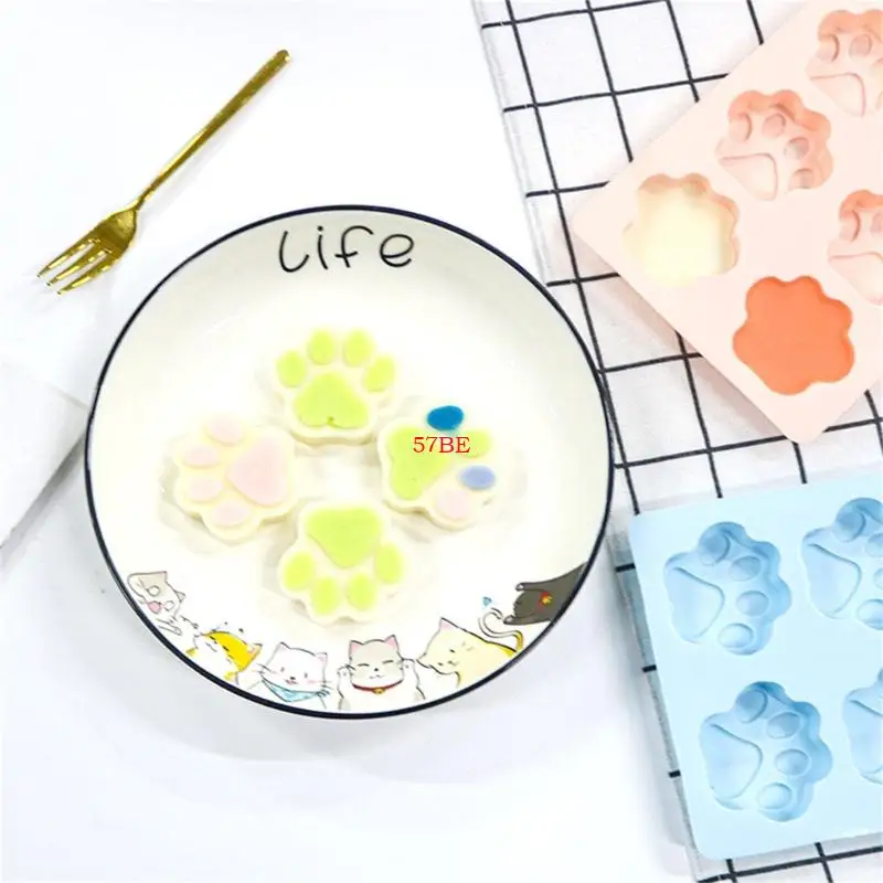 57be 6 schattige kat poot siliconen vorm fondant chocoladeschimmel diy bakgereedschap