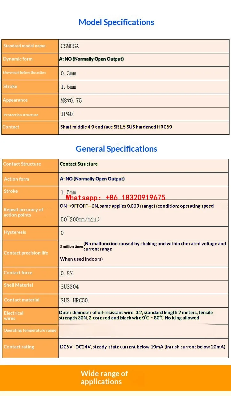 CSM8SA ultra-small and ultra-short positioning sensor limit switch brake switch confined space positioner replacement Medtronic