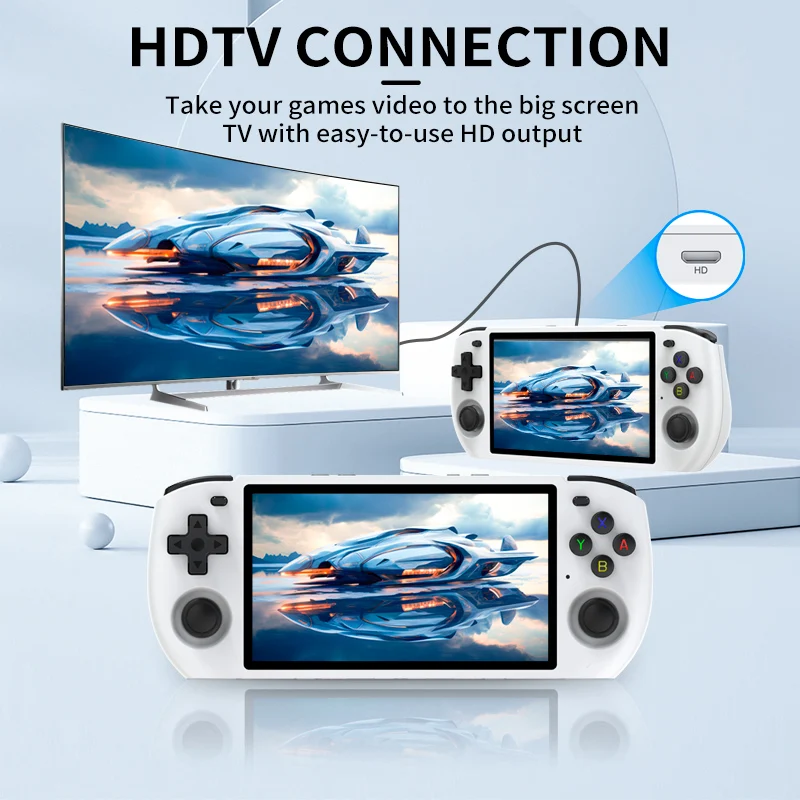 POWKIDDY RGBMAX3 คอนโซลเกมย้อนยุค 5 นิ้ว IPS16: 9 หน้าจอ 1280*720 ระบบ Linux รองรับ HDMI Bluetooth WiFi East Gaming ของขวัญ