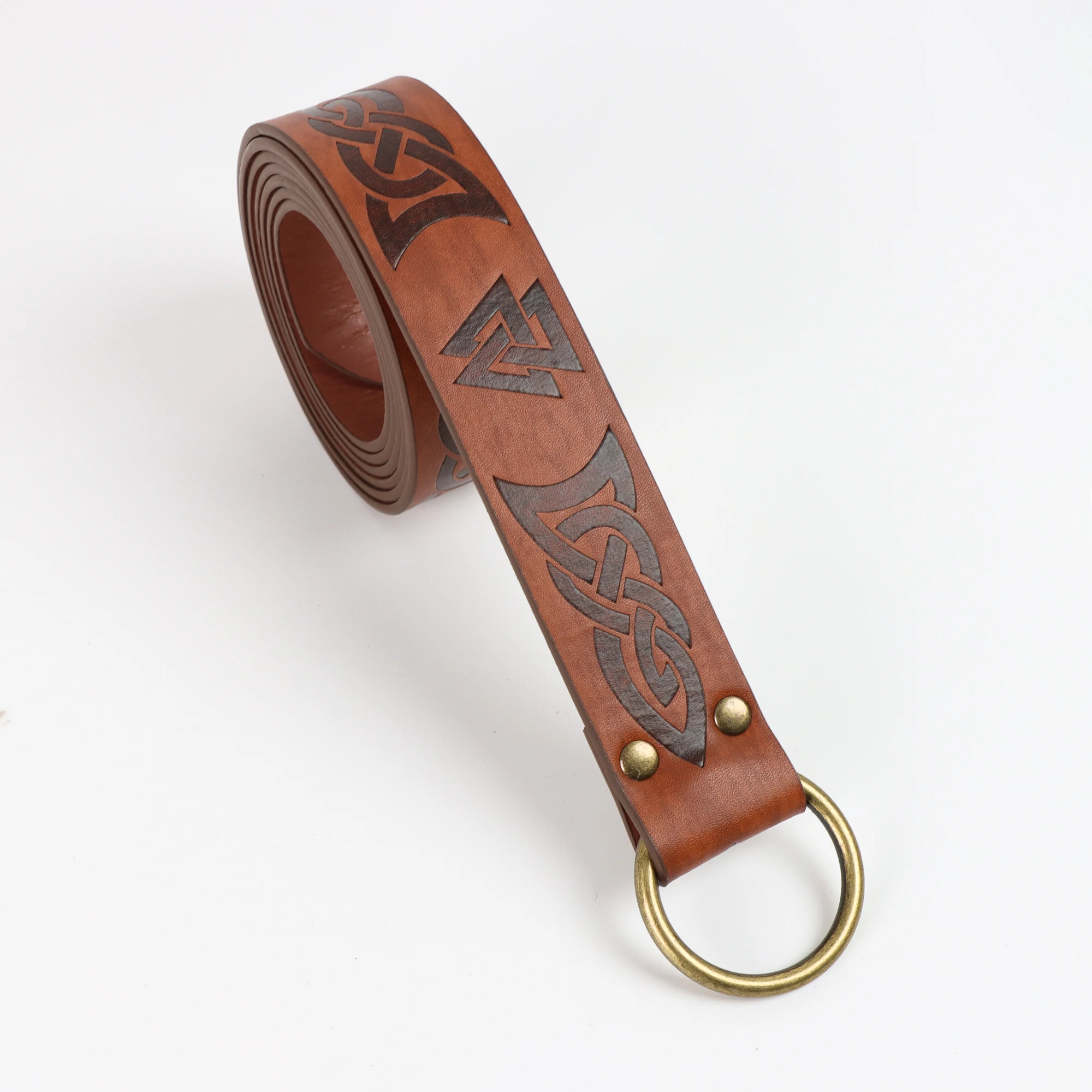 เรอเนซองส์หนัง PU เข็มขัดคอสเพลย์ไวกิ้งเข็มขัดพิมพ์ลายสำหรับชุดยุคฟื้นฟูศิลปวิทยายุคกลาง