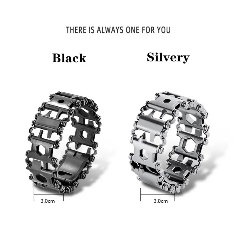 Pulseira de para Homens Braceletes Multi-ferramentas Kit de Ferramentas Manuais de Sobrevivência ao ar Livre Acessórios para Relógio 29 em Aço Inoxidável