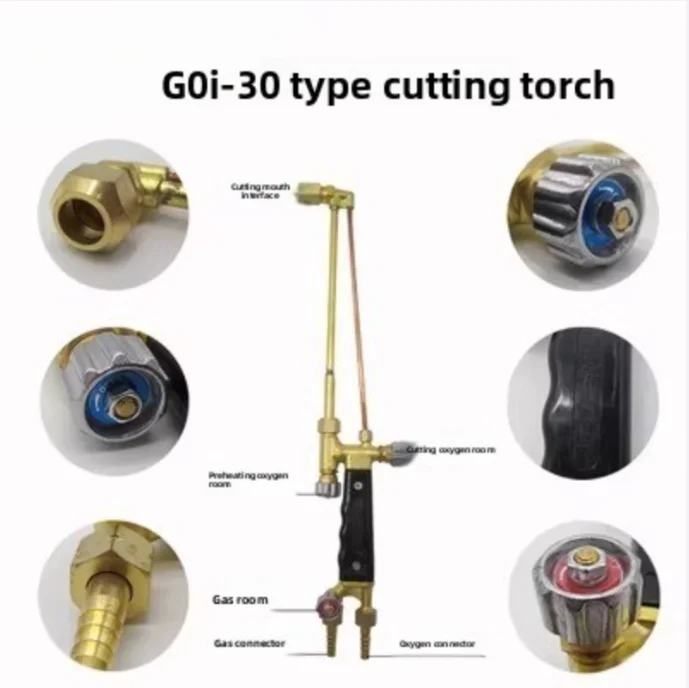 G01-30/100/300 Handheld Oxygen-Acetylene Cutting Torch, Injector Type Gas Welding Cutter, Heavy Duty Grade Flame Cutting Tool