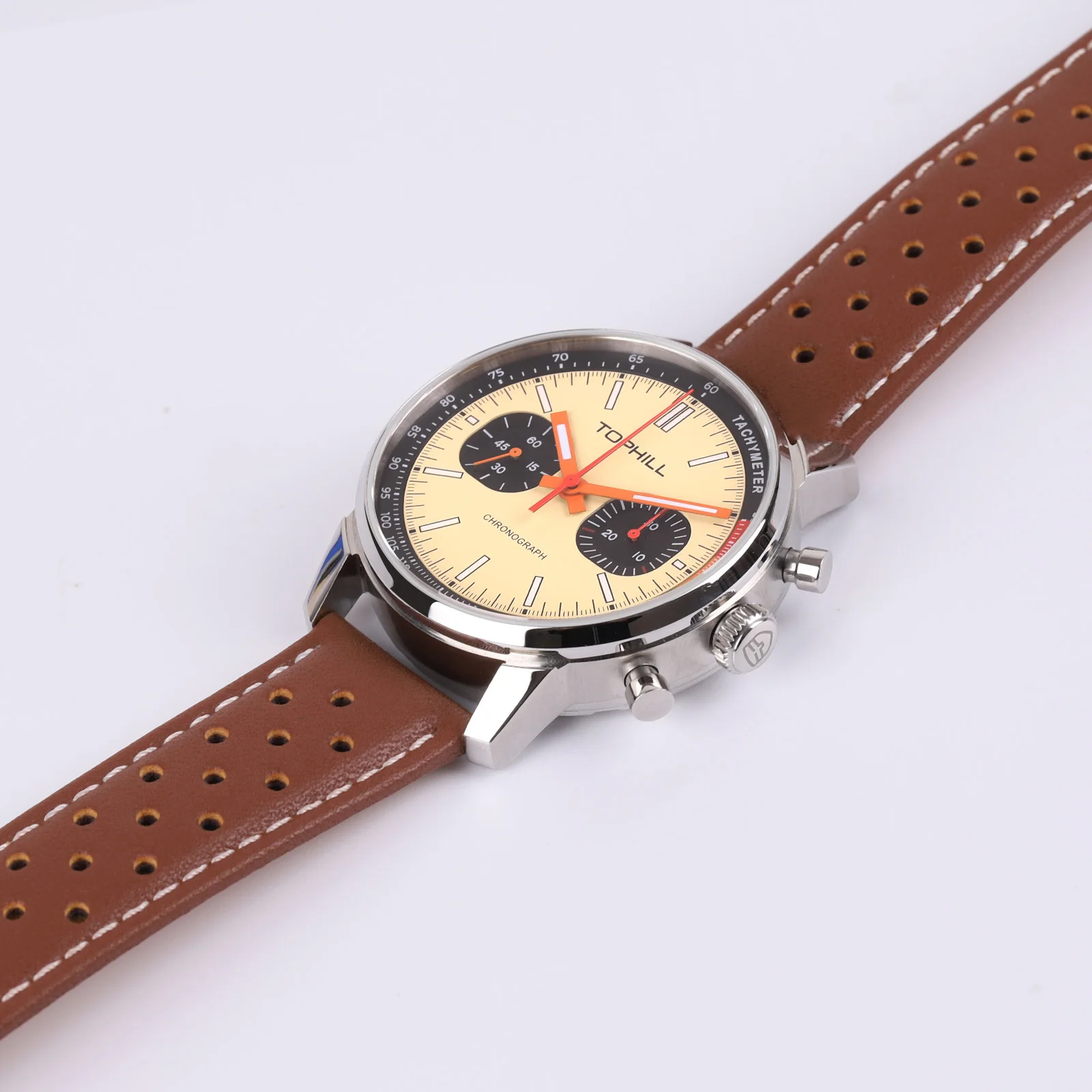 ساعة توفيل 1963 كرونوغراف ساعة اليد الميكانيكية النورس ST1901 حركة الطيار ساعة رجالي 5ATM الياقوت مضيئة