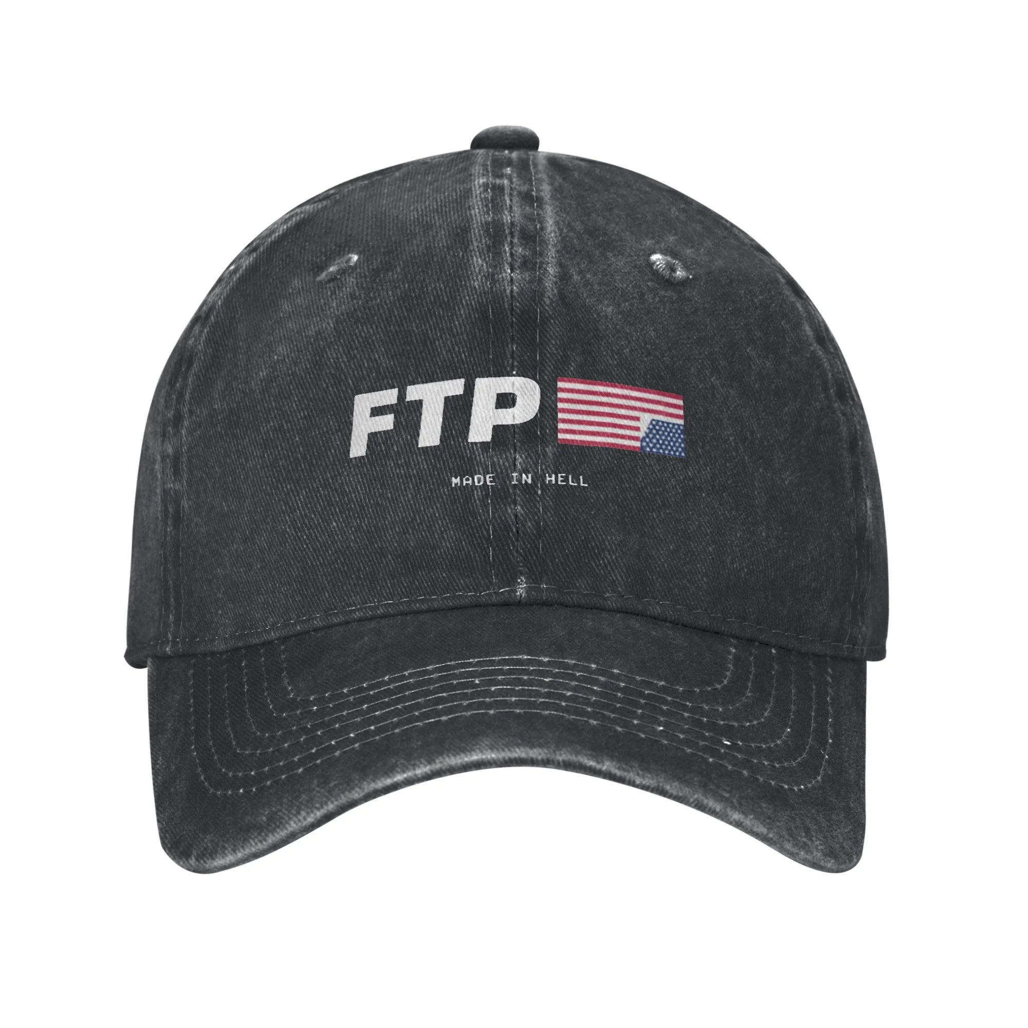 Y2K FTP Made In Hell Personalisierte Retro Cowboy Washed Baseball Caps Mann Denim Sonnenschutz Hut Weibliche Camping Snapback Cap – Detail 1