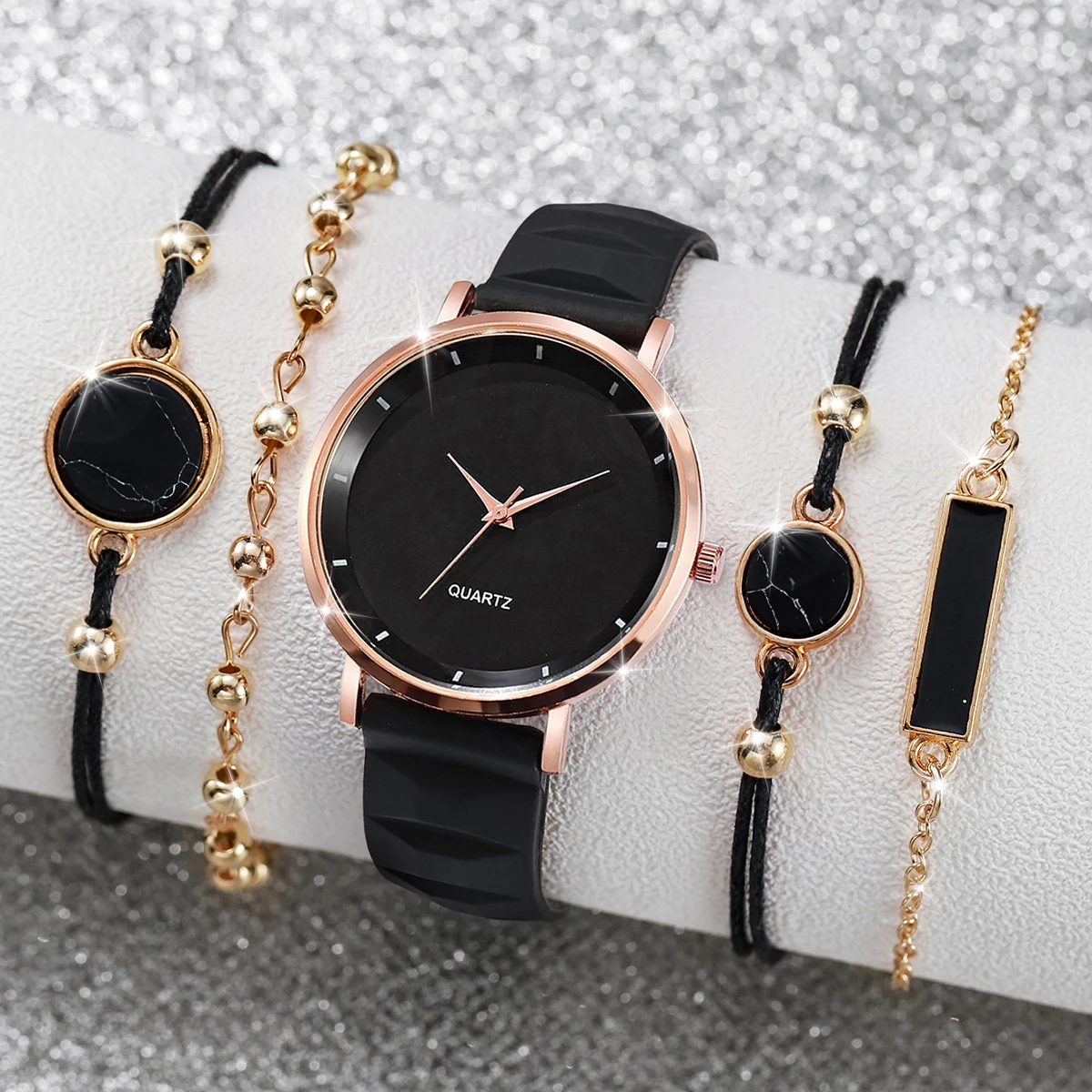 

5 шт./компл. модные женские часы, повседневный силиконовый ремешок, женские кварцевые часы, браслеты, набор Relogio Feminino