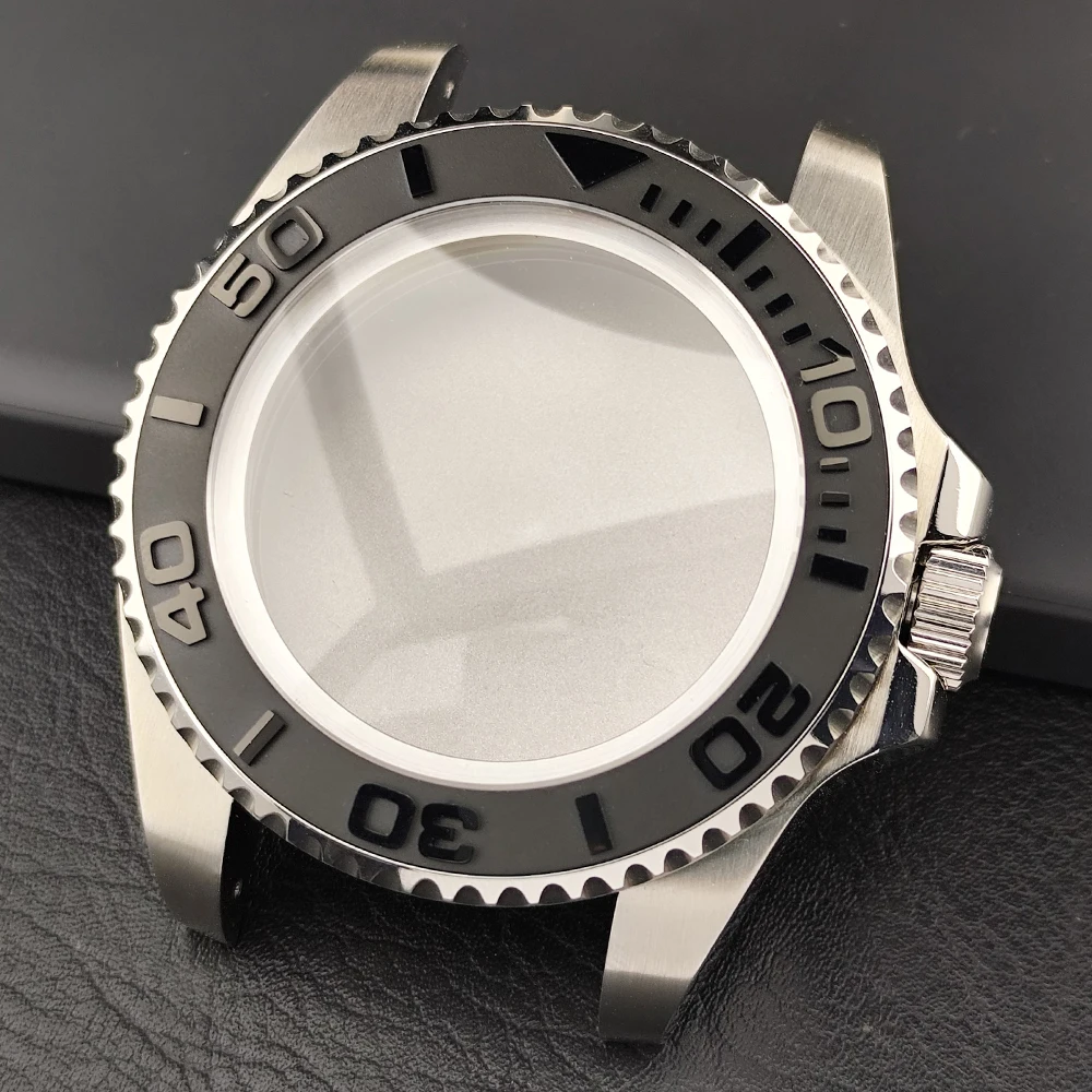 NH35 حافظة 43 مللي متر للرجال فضي الصلب ساعة تناسب NH34 NH35 حركة حافظة ل الياقوت صندوق ساعة زجاجي الحافة 21 مللي متر ستارب