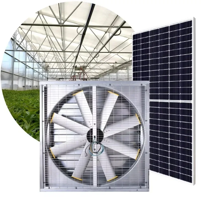 48-Inch Solar Powered Greenhouse Venting Box Fan High Pressure Axial Poultry Wall Fan Waterproof for Giant Farm Use AC Electric