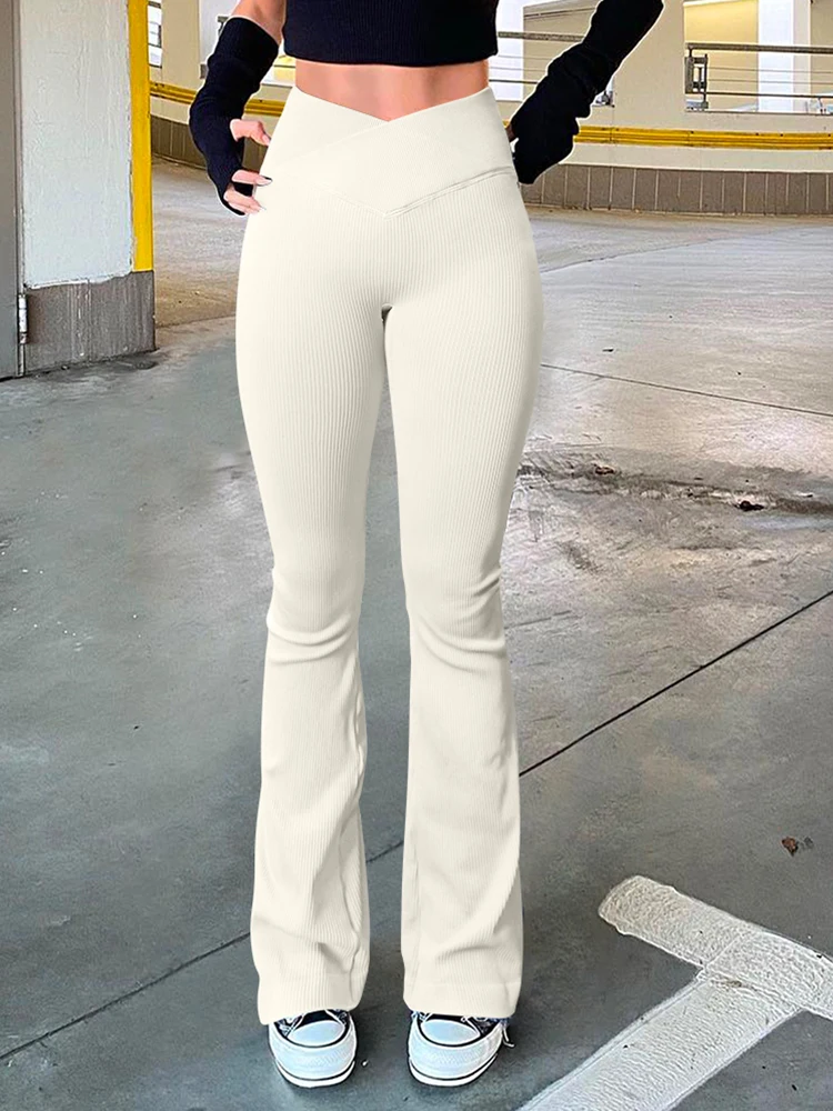 Women\'s Yoga Pants Micro Flared Pants Waist Cinching Hip Lifting Show High Legging Elasticity Breathable Casual Sports Gym Wear