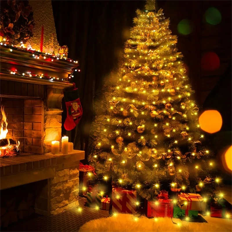 Christmas Tree LED Light String with 8 Modes Waterproof Fairy Light Garden Party Festival Horticultural Decoration Lighting