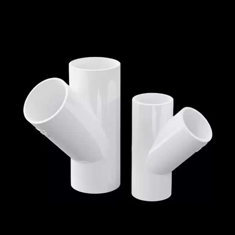 1PC White 20/25/32/40/50/63/75/90/110/160mm PVC 45 Degree Tee Joint Water Supply Pipe Garden Irrigation Watering Fitting