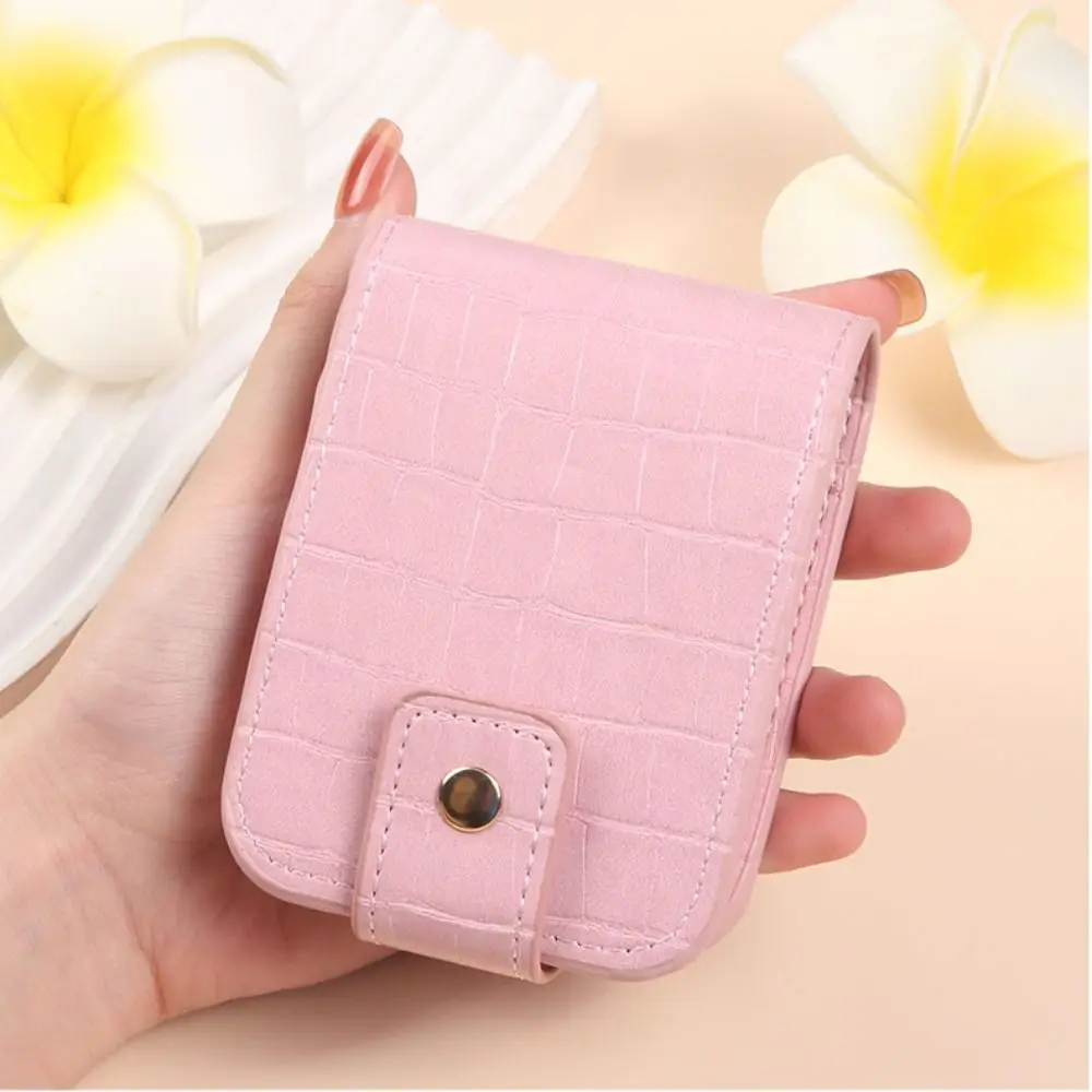 حقيبة أحمر شفاه جديدة بنمط التمساح مع مرآة من جلد البولي يوريثان وغطاء حماية لأحمر الشفاه حقيبة مكياج صغيرة محمولة للنساء والفتيات