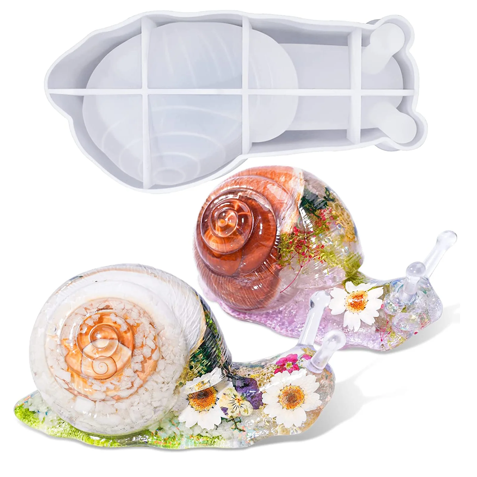 

2 Pcs Animals Snail Ornament Mold Epoxy Resin Molds Silicone Body Wash for Decor Father