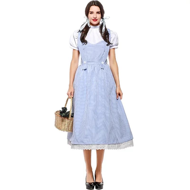 S-3XL adulto feminino traje de empregada doméstica de halloween traje festa de galinha família jantar fantasia vestido