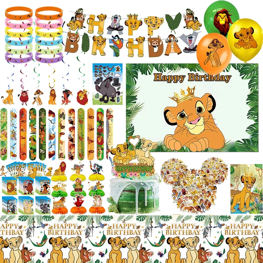 Pulsera de bofetada del Rey León de Disney Simba, sellos autoentintados, suministros para fiestas, recuerdo de Navidad, cumpleaños, regalos para invitados, regalos de vacaciones