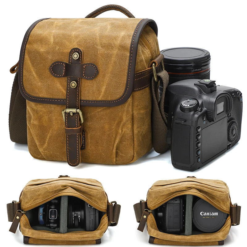 

Retro Waterproof Small Camera Bag Photography Package DSLR Shoulder Case for Sony Nikon Canon Canvas Micro Single Messenger