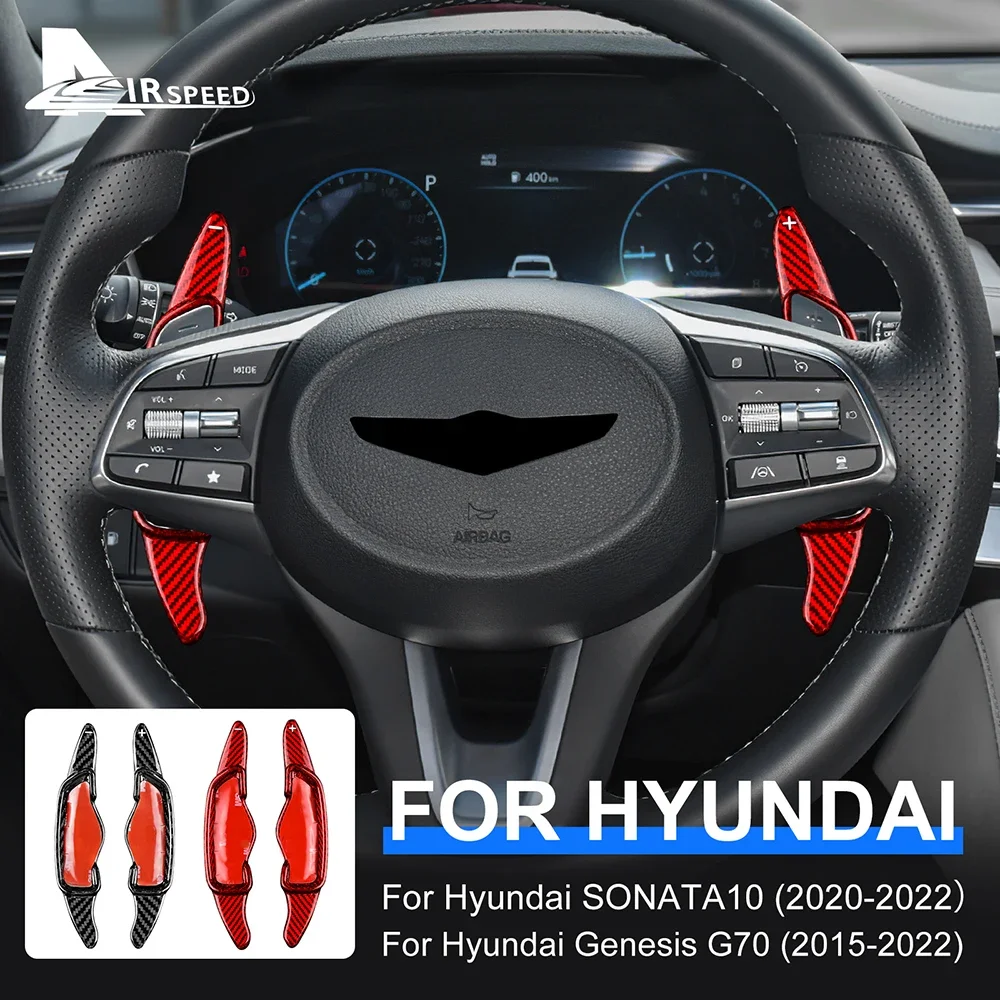 

Car Steering Wheel Paddle Shifter Extension Hard Dry Carbon Fiber Cover for Hyundai Genesis G70 2020-2022 Accessories