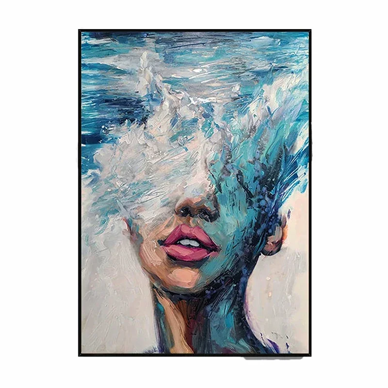 Pintado à mão abstrato retrato lona arte decorações de parede moderna texturizada lona premium clássico pintura a óleo para decoração casa