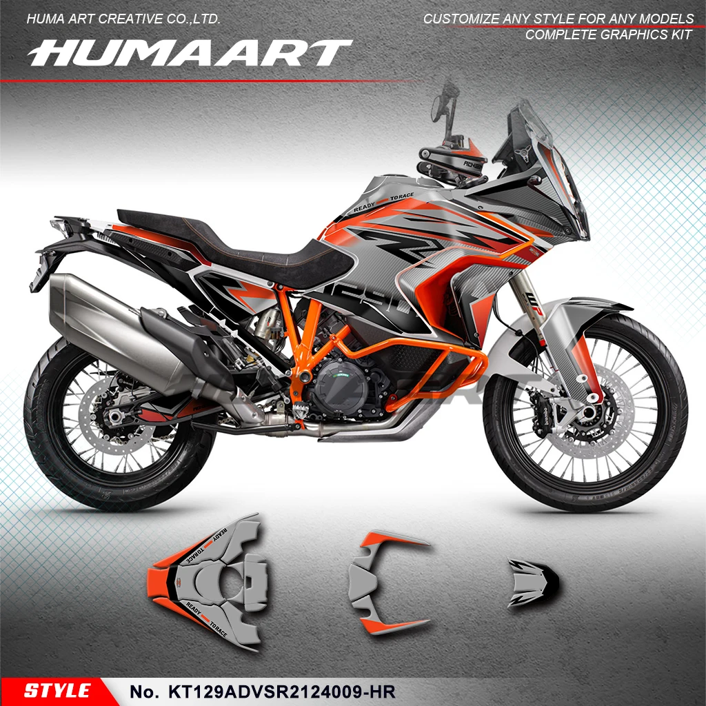 

HUMAART Sticker Sheet Durable Vinyl for KTM 1290 Super Adventure S / Super ADV R 2021 2022 2023 2024, KT129ADVSR2124009-HR