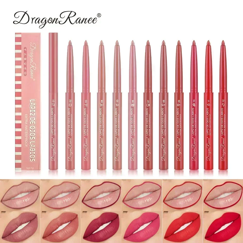 Nuovo 12 colori Lipliner Naturale Opaco Finitura Nude Idratante Impermeabile a lunga tenuta Non appiccicoso Rossetto Popolare Cosmetici 1g