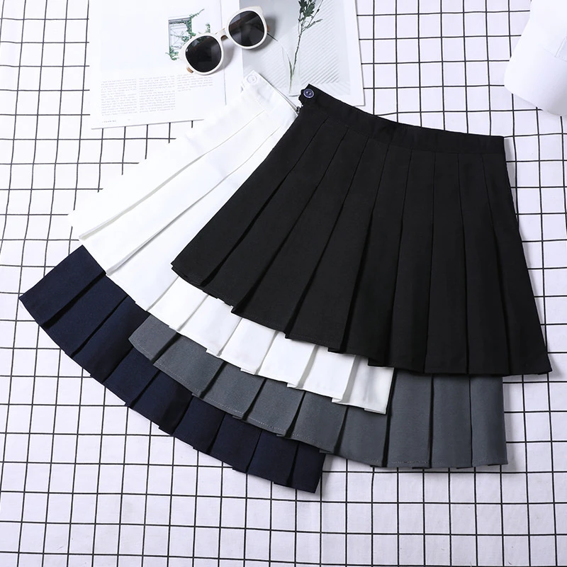 Mini Skirt With Shorts Summer Women Clothes White School Uniform Girls Korean Style Fashion Jupes Femme Black Pleated Skirts