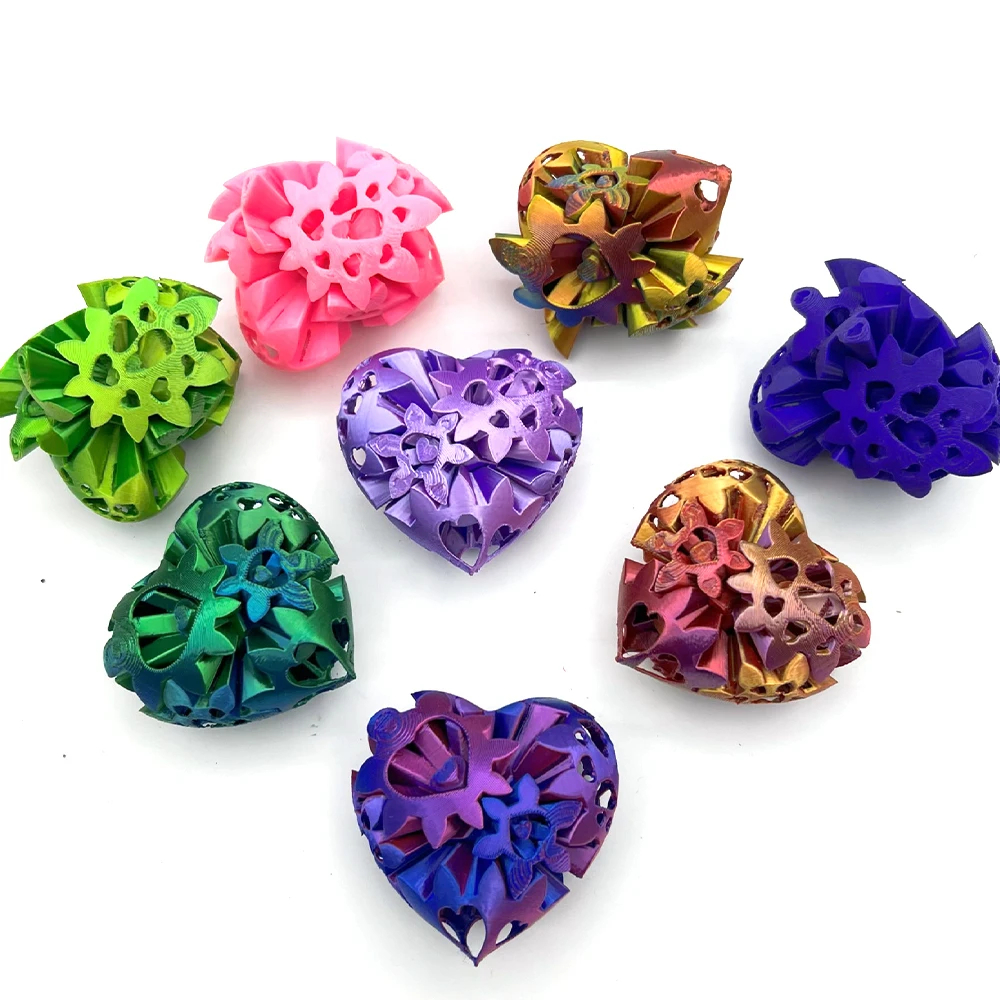 3D Printed Heart Shaped Gears Educational Toys Reorganized Decompression Relaxation Desktop Decorative Kids Novelty Toys Gifts