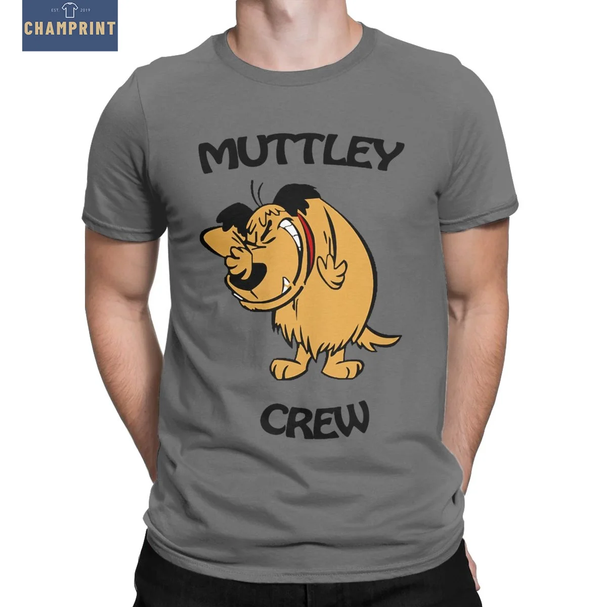 Camisetas de dibujos animados de cracky Races Muttley para hombre, Camiseta de algodón Vintage, camiseta de manga corta con cuello redondo, ropa de talla grande