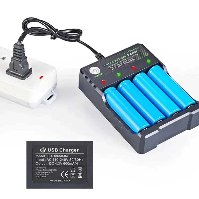 1-3pcs 18650 Battery Charger Black 1 2 4 Slots AC 110V 220V Dual For 18650 Charging 3.7V Rechargeable Lithium Battery Charger