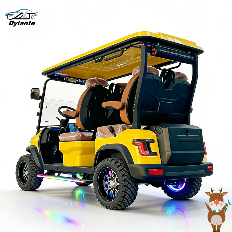 

Китайская фабрика 2, 4, 6-местная электрическая тележка для гольфа 48 В 60 В 72 В с литиевым подъемом 14-дюймовые внедорожные шины Электрический гольф-багги Клубный автомобиль