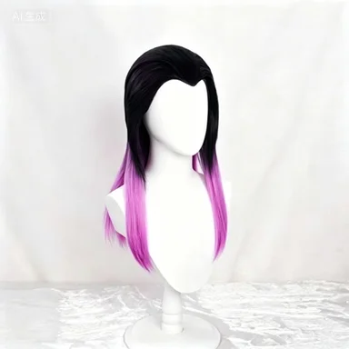 Reyna Anime Cosplay Wig Black and Pink Double-Layer Long Hair Synthetic Heat-Resistant Rose Net Headband Wig for Halloween Party - view 3