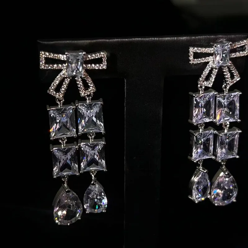 المبيعات الساخنة، الفاخرة الخفيفة، مزاج الحلو، الأقراط المرصعة، الأزياء والتنوع، التصميم المتخصص، الأقواس، قطرات الماء، الزر #3