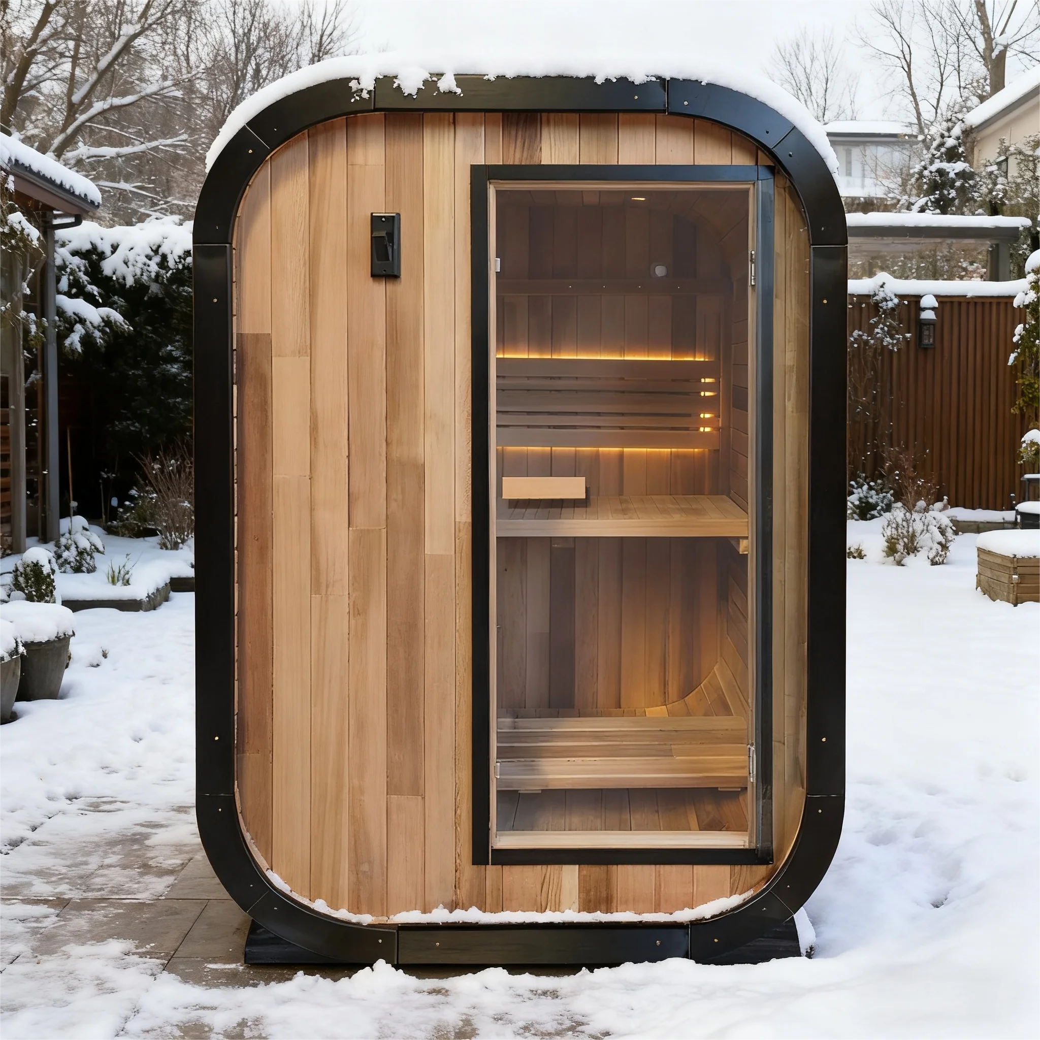 Traditional Style Steam Sauna Outdoor 2 Persons Sauna Room With Waterproof Tiles