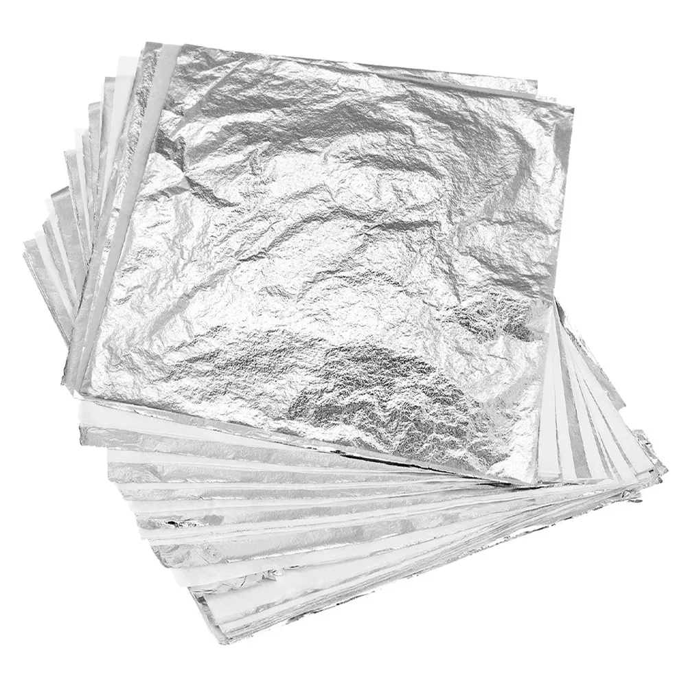 150Pcs Versatile Silver Foil Sheets Decorative Multi-Use Wear Resist DIY Craft Metallic Foil Sheets Decoration Material