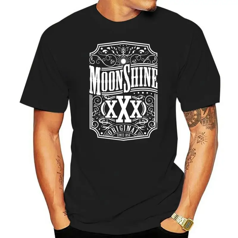 

T-shirt Moonshine Premium Men's Black Cotton Breathable Men Tops Tee Shirt