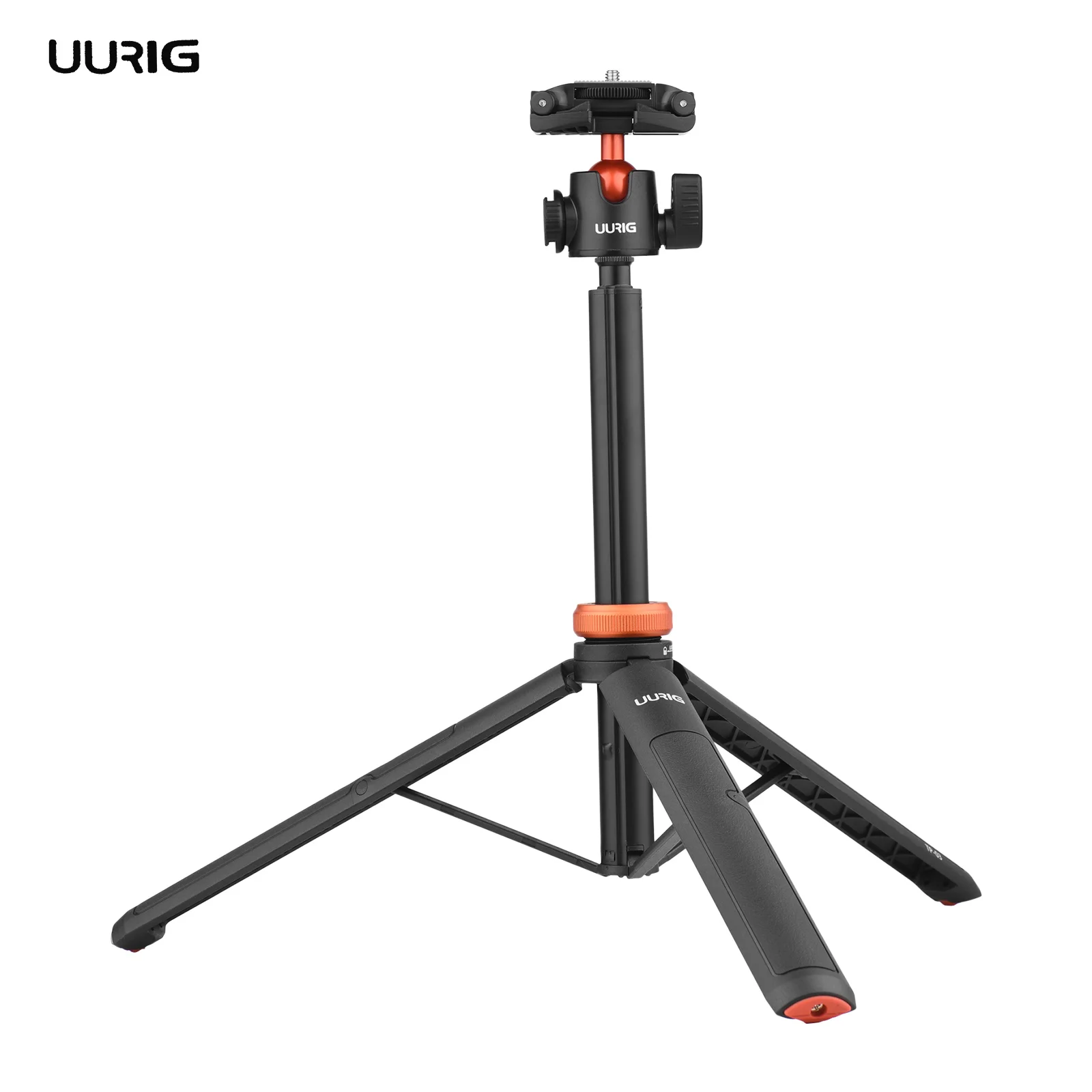 UURIG TP-02 TP-03 셀카봉 삼각대, 유연한 볼 포함, 최대 130cm 높이 1/4 인치 나사 연결, 스마트폰 카메라 브이로그용