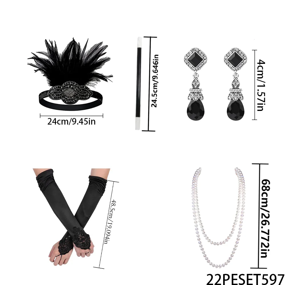 PESENAR Pearl necklaces, earrings, headbands and gloves from the 1920s are perfect for festive party outfits