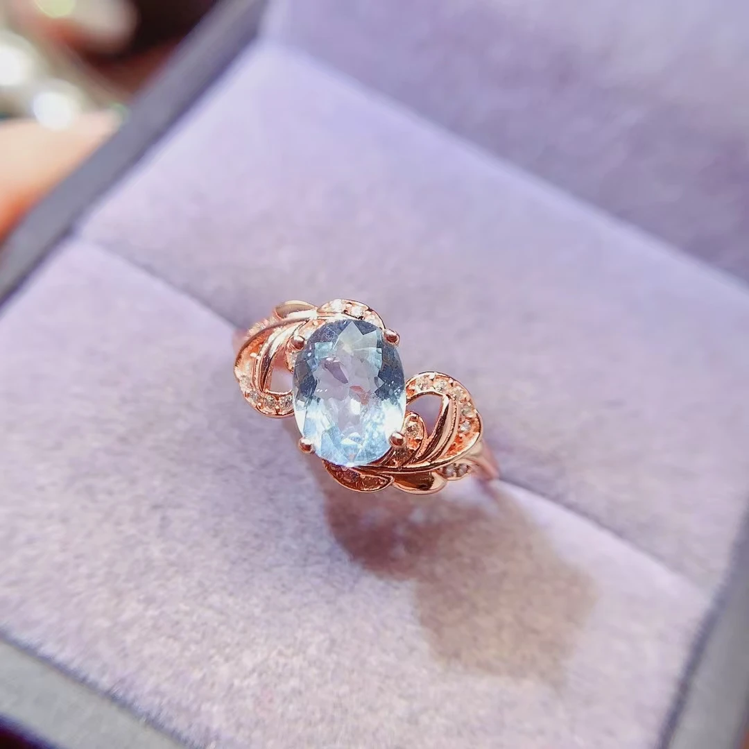 

KJJEAXCMY Fine Jewelry Natural Aquamarine Women's Ring S925 Pure Silver Exquisite Inlaid High Clarity Gems Support Testing