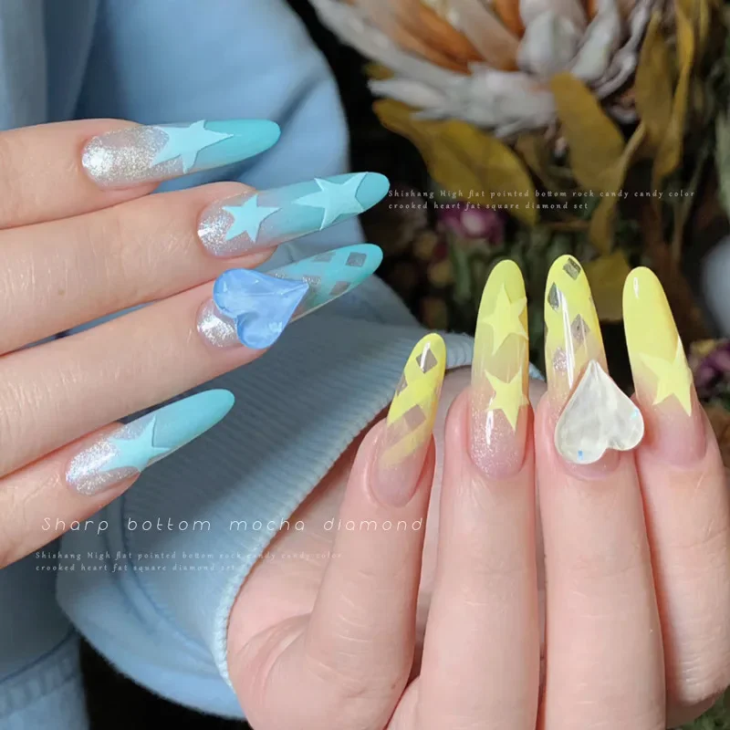 Lodowy przezroczysty zestaw cyrkonii Butterfly Star Square Drill 12 Grid Mocha Crystal Nail Art Dekoracje Akcesoria Narzędzie do manicure