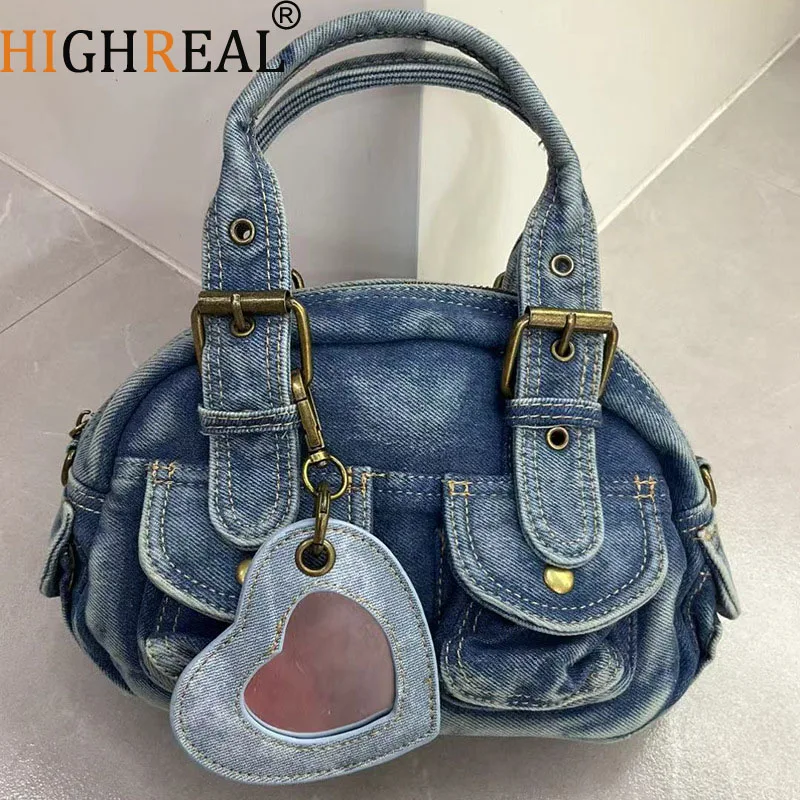 

Women Handbags Satchel Top-handle Handbag Denim Shoulder Bag Dumpling Pack Give Gifts Shoulder Bags Phone Money Pack
