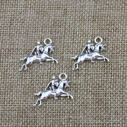 12pcs/Lot 16x25mm Antique Silver Color Horse Rider Knight Charms Pendant For Jewelry Making DIY Jewelry Findings