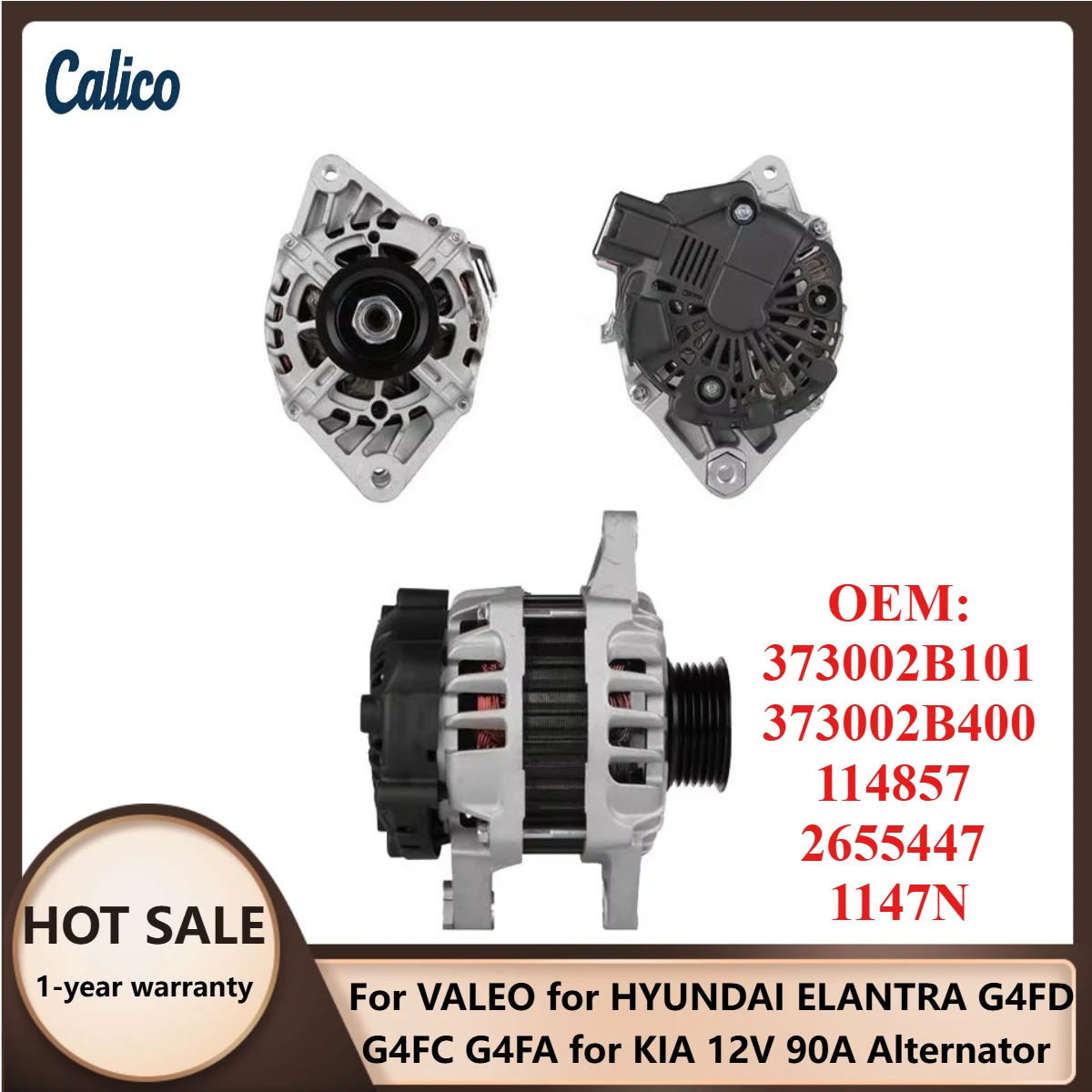 

Hot Selling for VALEO for HYUNDAI ELANTRA G4FD G4FC G4FA for KIA 12V 90A Alternator 373002B101 373002B400 114857 2655447 1147N